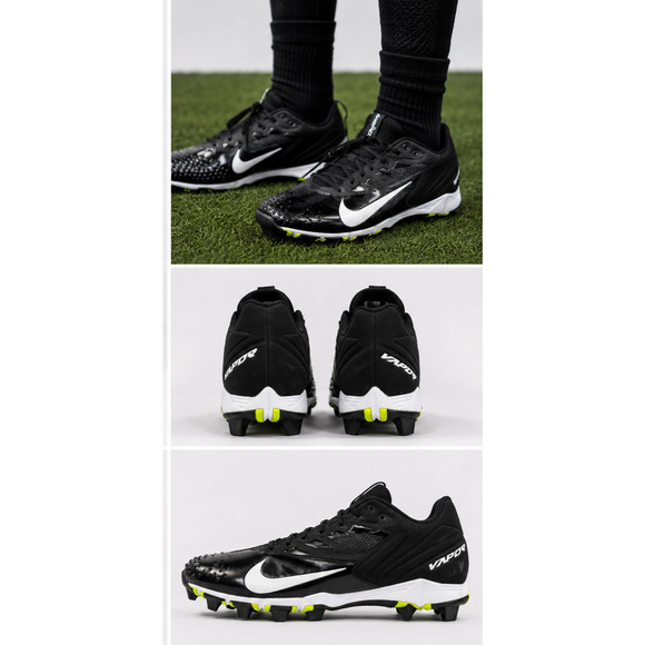Nike Vapor Football Cleats Mens 6.5 Black Volt Fits Youth 6.5 Womens 7.5
